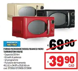 Metro Forno microonde rosso/bianco/nero tarrington house offerta