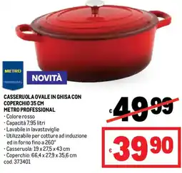 Metro Casseruola ovale in ghisa con coperchio METRO PROFESSIONAL offerta