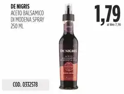 Carico Cash & Carry De nigris aceto balsamico di modena spray offerta