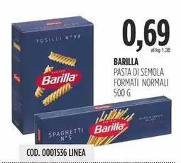 Carico Cash & Carry Barilla pasta di semola formati normali offerta