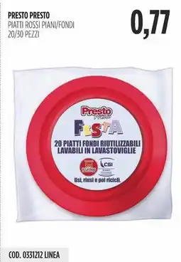 Carico Cash & Carry Presto presto piatti rossi piani/fondi offerta