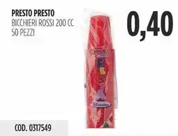Carico Cash & Carry Presto presto bicchieri rossi 200 cc offerta