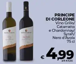 Ipercoop PRINCIPE DI CORLEONE Vino Grillo/ Catarratto e Chardonnay/ Syrah/ Nero d'Avola offerta
