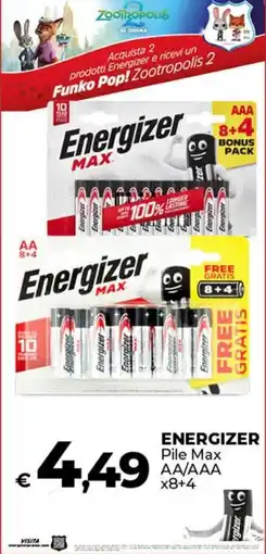 Ipercoop ENERGIZER Pile Max AA/AAA x8+4 offerta
