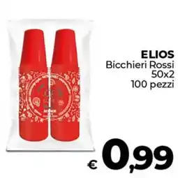 Ipercoop ELIOS Bicchieri Rossi 50x2 100 pezzi offerta