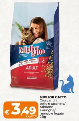 Ipercoop MIGLIOR GATTO Croccantini pollo e tacchino/ salmone e aringhe/ manzo e fegato offerta