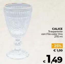 Ipercoop CALICE Trasparente con Filo color Oro offerta