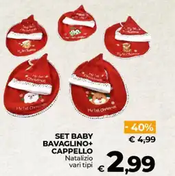 Ipercoop Set baby bavaglino+ cappello natalizio offerta