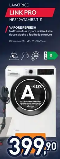 Unieuro Hoover LAVATRICE LINK PRO HPS494TAMB2/1-11 offerta