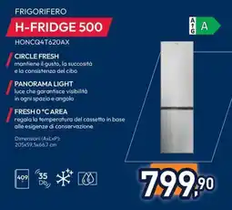 Unieuro Hoover FRIGORIFERO H-FRIDGE 500 HONCQ4T620AX offerta