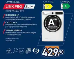 Unieuro Hoover LAVASCIUGA LINK PRO SLIM, HWPS4954DAMB7-1 offerta