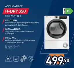 Unieuro Hoover ASCIUGATRICE H-DRY 350 HR EH9N4TBE-S offerta