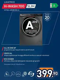 Unieuro Hoover LAVATRICE H-WASH 700 SLIM, H7W4 49MBCR8-S offerta