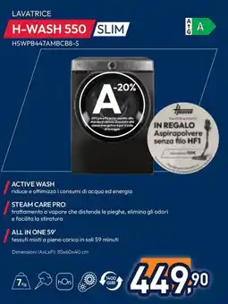 Unieuro Hoover LAVATRICE H-WASH 550 SLIM H5WPB447AMBCB8-S offerta