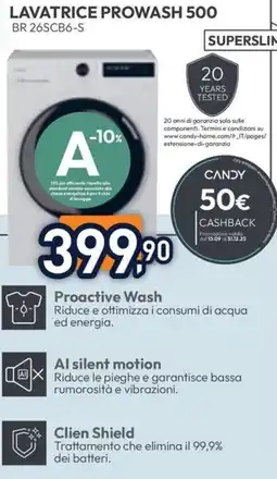 Unieuro CANDY LAVATRICE PROWASH 500 BR 26SCB6-S offerta