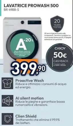 Unieuro CANDY LAVATRICE PROWASH 500 BR 49B8-S offerta