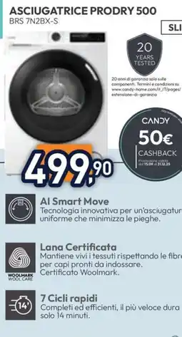 Unieuro CANDY ASCIUGATRICE PRODRY 500 BRS 7N2BX-S offerta
