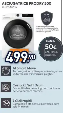 Unieuro CANDY ASCIUGATRICE PRODRY 500 BR 9N2BX-S offerta