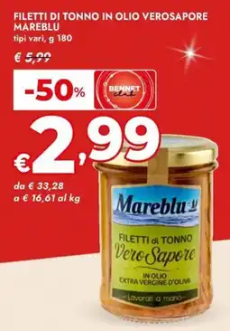 Bennet Filetti di tonno in olio verosapore MAREBLU offerta