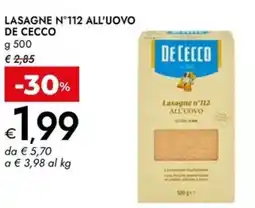 Bennet Lasagne n°112 all'uovo DE CECCO offerta