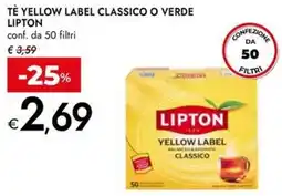 Bennet Tè yellow label classico o verde LIPTON offerta