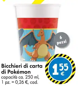 Tedi Bicchieri di carta di Pokémon 6 pezzi offerta