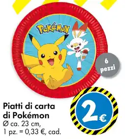 Tedi Piatti di carta di Pokémon 6 pezzi offerta