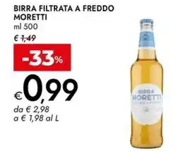 Bennet Birra filtrata a freddo MORETTI offerta