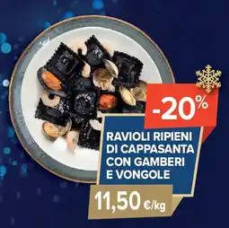Sapore di Mare Ravioli ripieni di cappasanta con gamberi e vongole offerta