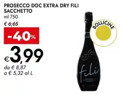 Bennet Prosecco doc extra dry fili sacchetto offerta