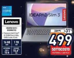 Unieuro Lenovo IDEAPAD SLIM 3 (83EM00J7IX) offerta