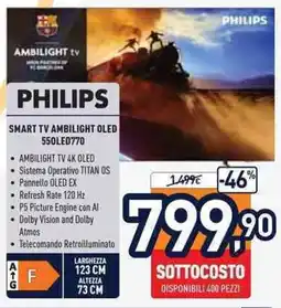 Unieuro PHILIPS SMART TV AMBILIGHT OLED 550LED770 offerta