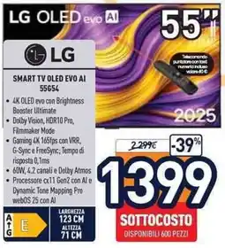 Unieuro LG SMART TV OLED EVO AI 55G54 offerta
