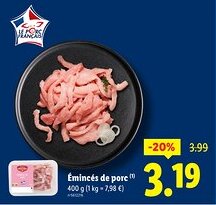 Lidl Émincés de porc offerta