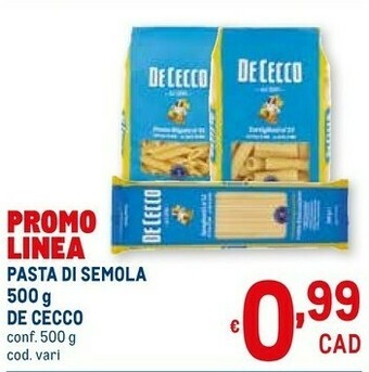 Metro Pasta di semola offerta