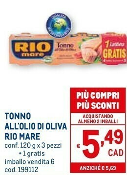 Metro Tonno all'olio di oliva offerta