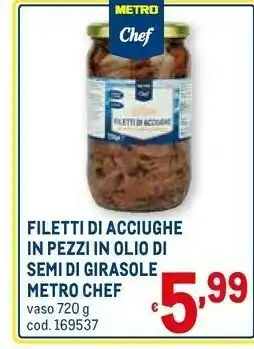 Metro Filetti di acciughe in pezzi in olio di semi di girasole offerta