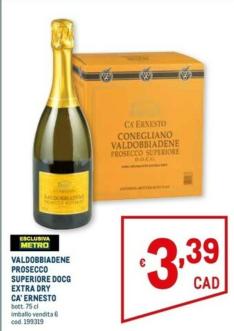 Metro Ca'ernesto valdobbiadene prosecco superiore docg extra dry offerta