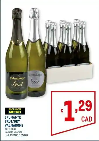 Metro Spumante brut/dry valmarone offerta