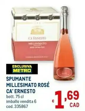 Metro Ca'ernesto spumante millesimato rosé offerta
