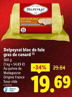 Lidl Delpeyrat bloc de foie gras de canard offerta