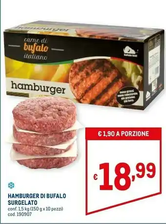 Metro Hamburger di bufalo surgelato offerta