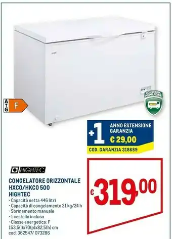 Metro Hightec congelatore orizzontale offerta