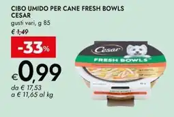 Bennet Cibo umido per cane fresh bowls CESAR offerta