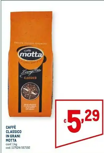 Metro Caffe motta caffe classico in grani 1000 g offerta