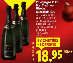 Lidl Champagne 1er Cru Brut Tradition Nicolas Gueusquin AOC offerta