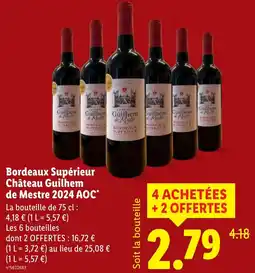 Lidl Bordeaux Supérieur Château Guilhem de Mestre 2024 AOC offerta