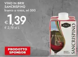 Bennet Vino in brik sancrispino bianco o rosso offerta