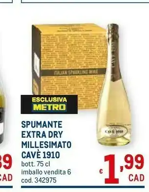 Metro Spumante extra dry 1910 offerta