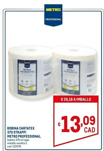 Metro Metro professional bobina cartatex 370 strappi offerta